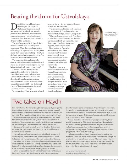 Classical Music Magazine May 2019 - amended Natalia Andreeva interview