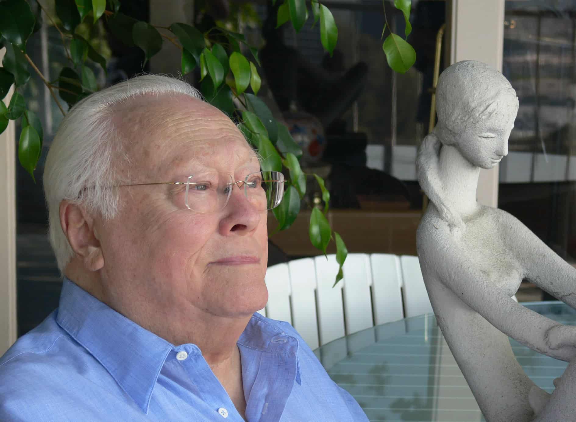 Gerard Schurmann with sculpture