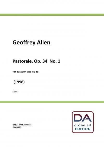 Geoffrey Allen: Pastorale for Bassoon and Piano, Op. 34 No. 1 (score)